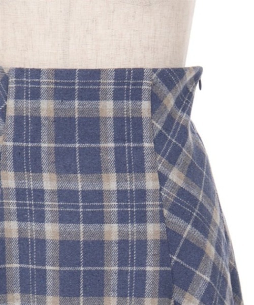 axes femme（アクシーズファム）の「起毛チェック編上スカート（スカート・レディース・ベージュ/ホワイト/ブルー・FREE）」の8枚目の写真