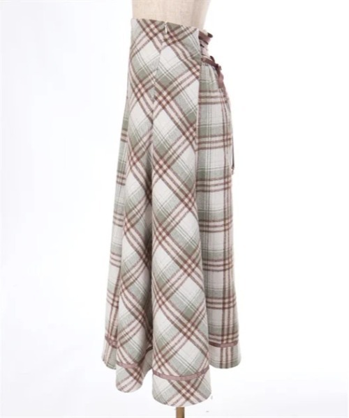 axes femme（アクシーズファム）の「起毛チェック編上スカート（スカート・レディース・ベージュ/ホワイト/ブルー・FREE）」の15枚目の写真