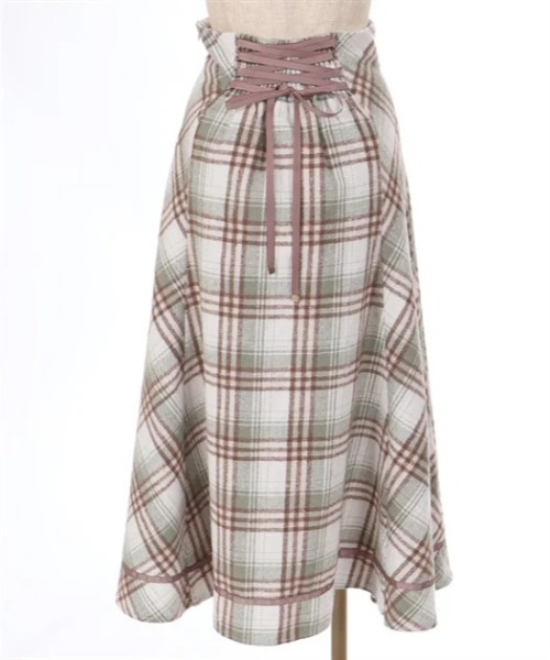 axes femme（アクシーズファム）の「起毛チェック編上スカート（スカート・レディース・ベージュ/ホワイト/ブルー・FREE）」の16枚目の写真