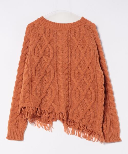 DOUBLE NAME（ダブルネーム）の「前後2WAYフリンジニットプルオーバー（ニット/セーター・レディース・オフホワイト/オレンジ/スミクロ・FREE）」の4枚目の写真