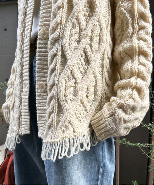 DOUBLE NAME（ダブルネーム）の「前後2WAYフリンジニットプルオーバー（ニット/セーター・レディース・オフホワイト/オレンジ/スミクロ・FREE）」の7枚目の写真