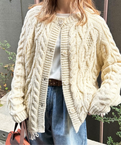 DOUBLE NAME（ダブルネーム）の「前後2WAYフリンジニットプルオーバー（ニット/セーター・レディース・オフホワイト/オレンジ/スミクロ・FREE）」の10枚目の写真