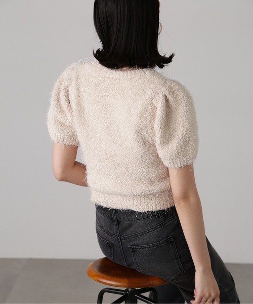 FREE'S MART(フリーズマート)の「◇フェザーパフスリーブ半袖ニット(ニット/セーター・レディース・ホワイト/レッド/イエロー/グレー・FREE)」の19枚目の写真