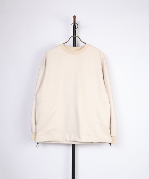ATELANE(アテレーン)の「ATELANE/裏フリーススウェードポンチ ドローコードクルーネック(Tシャツ/カットソー・メンズ・ブラック/アイボリー/ネイビー・LARGE/MEDIUM/X-LARGE)」の3枚目の写真