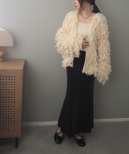 LAULEN（ローレン）の「pattern velour mermaid skirt /ハイウエストマーメイドベロアロングスカート（スカート・レディース・グレー/ブラック/ベージュ・FREE）」の14枚目の写真