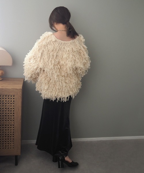 LAULEN（ローレン）の「pattern velour mermaid skirt /ハイウエストマーメイドベロアロングスカート（スカート・レディース・グレー/ブラック/ベージュ・FREE）」の15枚目の写真