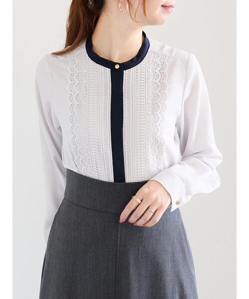 Te chichi（テチチ）の「金釦スカラップレースブラウス（シャツ/ブラウス・レディース・オフホワイト/グレー/チャコールグレー・F）」の4枚目の写真