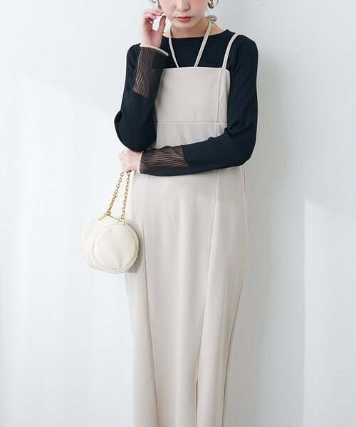 natural couture（ナチュラルクチュール）の「カットジョーゼットペンシルキャミワンピース（ワンピース・レディース・グレイッシュベージュ/ブラック/グレー・FREE）」の20枚目の写真