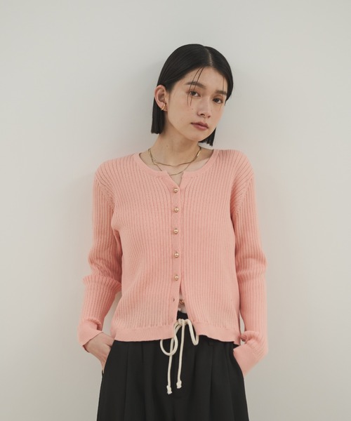 Shelly island（シェリーアイランド）の「ゴールドボタンリブニットカーディガン（ニット/セーター・レディース・ブラック/ピンク/ホワイト・FREE）」の12枚目の写真