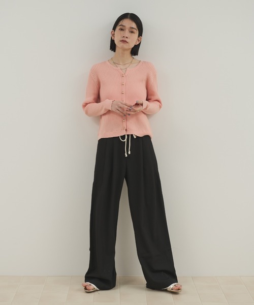 Shelly island（シェリーアイランド）の「ゴールドボタンリブニットカーディガン（ニット/セーター・レディース・ブラック/ピンク/ホワイト・FREE）」の18枚目の写真