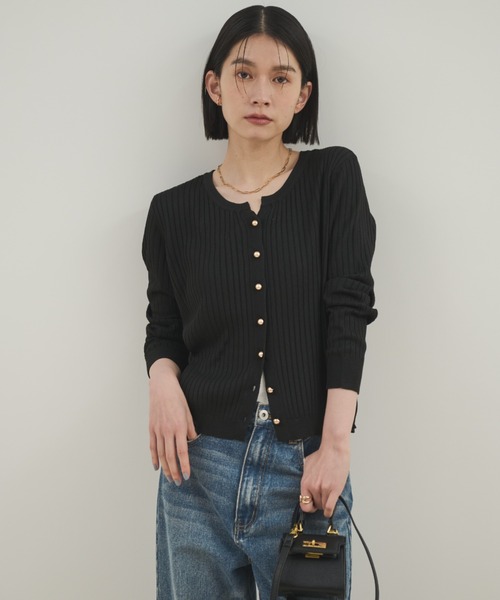 Shelly island（シェリーアイランド）の「ゴールドボタンリブニットカーディガン（ニット/セーター・レディース・ブラック/ピンク/ホワイト・FREE）」の22枚目の写真