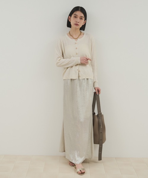 Shelly island（シェリーアイランド）の「ゴールドボタンリブニットカーディガン（ニット/セーター・レディース・ブラック/ピンク/ホワイト・FREE）」の9枚目の写真