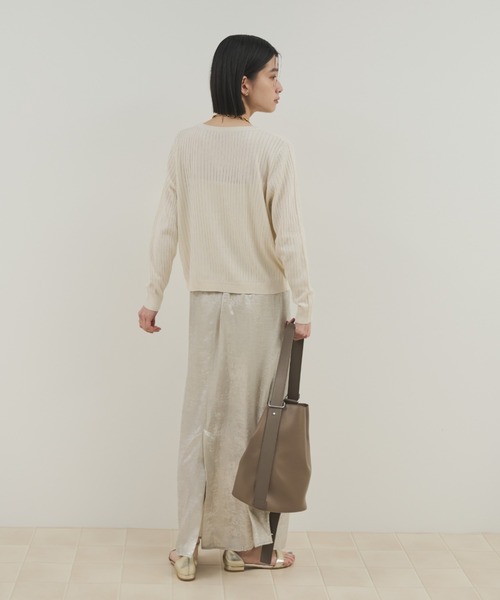 Shelly island（シェリーアイランド）の「ゴールドボタンリブニットカーディガン（ニット/セーター・レディース・ブラック/ピンク/ホワイト・FREE）」の10枚目の写真