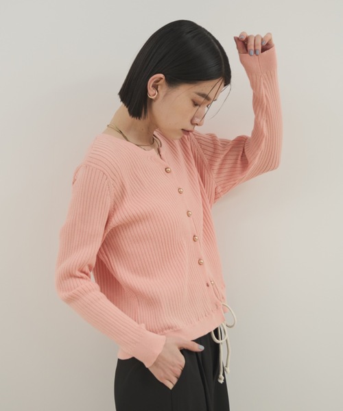 Shelly island（シェリーアイランド）の「ゴールドボタンリブニットカーディガン（ニット/セーター・レディース・ブラック/ピンク/ホワイト・FREE）」の14枚目の写真