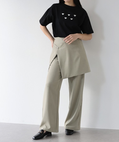 J by blue(ジェイバイブルー)の「レイヤードラップスカートパンツ(その他パンツ・レディース・ベージュ/グレー/ブラック・MEDIUM)」の1枚目の写真