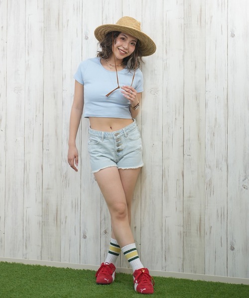 BLAMINK　DENIM ショートパンツ　36 フリンジショートパンツ デニム ショーパン[品番：NETW0000665