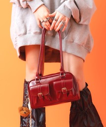 an meets zakka（アンミツザッカ）の「an meets zakka キーホルダー付き合成皮革ロングハンドルミニボストンバッグ（ボストンバッグ）」