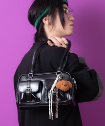 an meets zakka（アンミツザッカ）の「an meets zakka キーホルダー付き合成皮革ロングハンドルミニボストンバッグ（ボストンバッグ）」