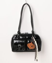 an meets zakka（アンミツザッカ）の「an meets zakka キーホルダー付き合成皮革ロングハンドルミニボストンバッグ（ボストンバッグ）」