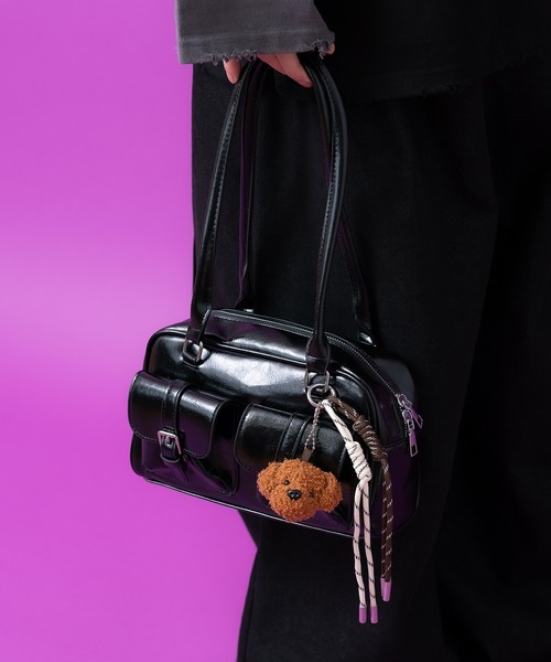 セール】an meets zakka キーホルダー付き合成皮革ロングハンドルミニ