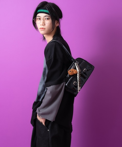 セール】an meets zakka キーホルダー付き合成皮革ロングハンドルミニ