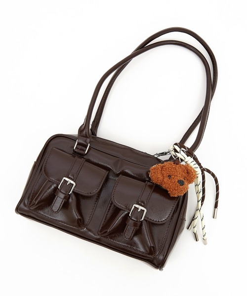 セール】an meets zakka キーホルダー付き合成皮革ロングハンドルミニ