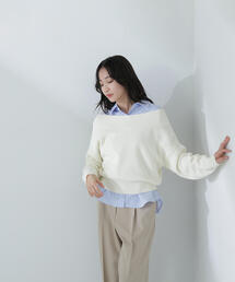NATURAL BEAUTY BASIC | ◇シャツレイヤードオフショルニット(ニット/セーター)
