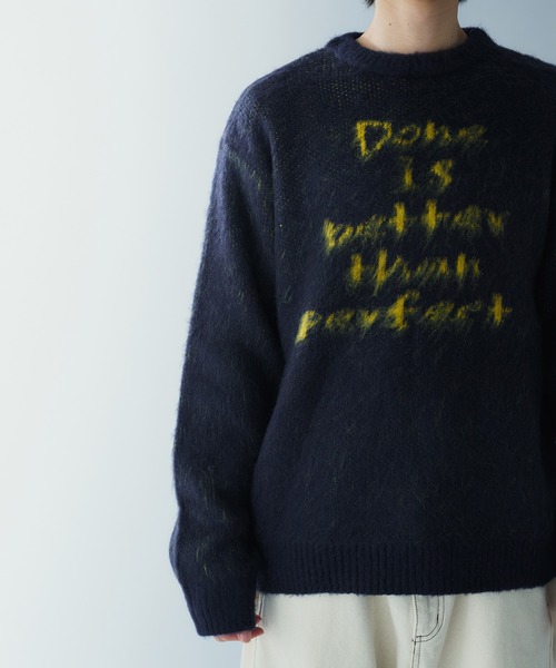 Adoon plain（アドーンプレーン）の「SHAGGY MESSAGE LOGO KNIT　シャギーメッセージロゴニット（ニット/セーター・メンズ・ボルドー/ネイビー/チャコールグレー・LARGE/MEDIUM）」の17枚目の写真