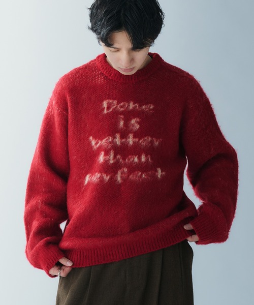 Adoon plain（アドーンプレーン）の「SHAGGY MESSAGE LOGO KNIT　シャギーメッセージロゴニット（ニット/セーター・メンズ・ボルドー/ネイビー/チャコールグレー・LARGE/MEDIUM）」の11枚目の写真