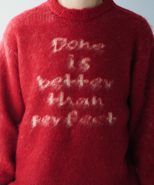 Adoon plain（アドーンプレーン）の「SHAGGY MESSAGE LOGO KNIT　シャギーメッセージロゴニット（ニット/セーター・メンズ・ボルドー/ネイビー/チャコールグレー・LARGE/MEDIUM）」の10枚目の写真