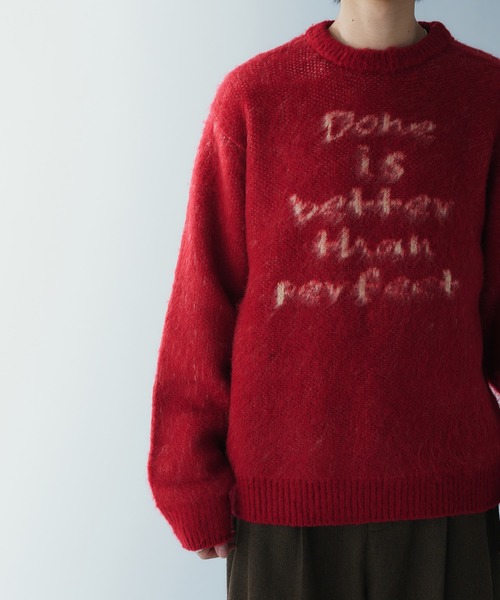 Adoon plain（アドーンプレーン）の「SHAGGY MESSAGE LOGO KNIT　シャギーメッセージロゴニット（ニット/セーター・メンズ・ボルドー/ネイビー/チャコールグレー・LARGE/MEDIUM）」の9枚目の写真