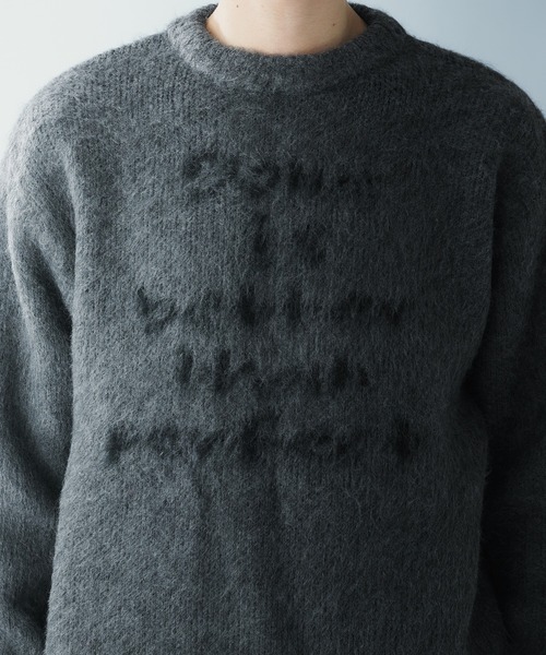 Adoon plain（アドーンプレーン）の「SHAGGY MESSAGE LOGO KNIT　シャギーメッセージロゴニット（ニット/セーター・メンズ・ボルドー/ネイビー/チャコールグレー・LARGE/MEDIUM）」の5枚目の写真