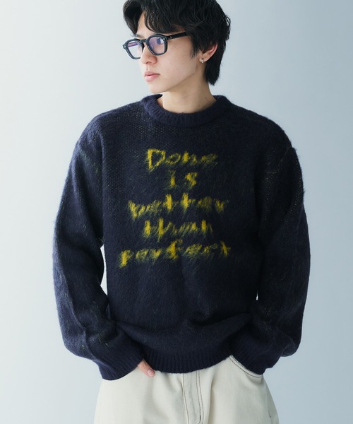 Adoon plain（アドーンプレーン）の「SHAGGY MESSAGE LOGO KNIT　シャギーメッセージロゴニット（ニット/セーター・メンズ・ボルドー/ネイビー/チャコールグレー・LARGE/MEDIUM）」の18枚目の写真