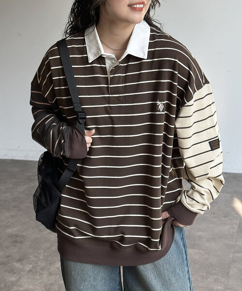 U.S. POLO ASSN.(ユーエスポロアッスン)の「ラガーシャツ(Tシャツ/カットソー・メンズ・グリーン/ブラウン/ネイビー/アイボリー・MEDIUM/LARGE)」の3枚目の写真