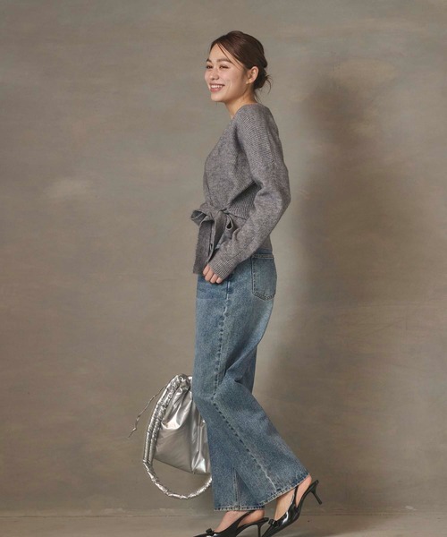 Edit Sheen（エディットシーン）の「カシュクールニットプルオーバー（カーディガン/ボレロ・レディース・ブラック/アイボリー/グレー・M）」の7枚目の写真