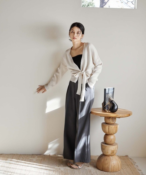 Edit Sheen（エディットシーン）の「カシュクールニットプルオーバー（カーディガン/ボレロ・レディース・ブラック/アイボリー/グレー・M）」の16枚目の写真