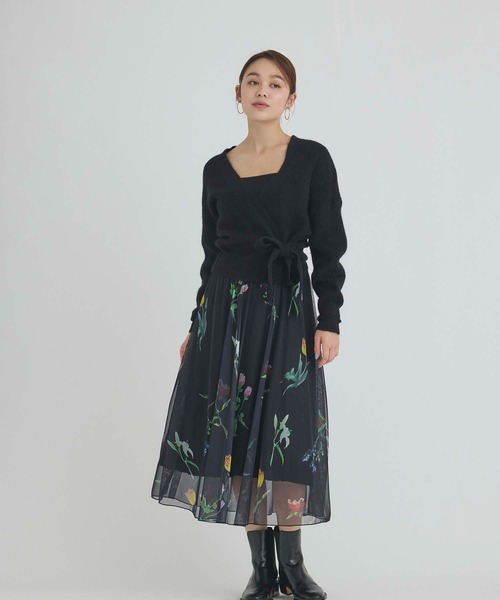 Edit Sheen（エディットシーン）の「カシュクールニットプルオーバー（カーディガン/ボレロ・レディース・ブラック/アイボリー/グレー・M）」の11枚目の写真