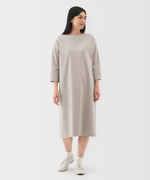 無印良品（ムジルシリョウヒン）の「婦人　二重編み七分袖ワンピース（ワンピース・レディース・チャコールグレー/ブラック/サンドベージュ・XL/L/M/S）」の3枚目の写真