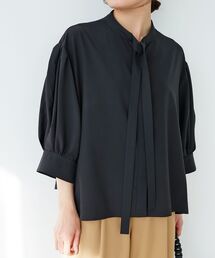 《手洗い可能》リボンタイブラウス