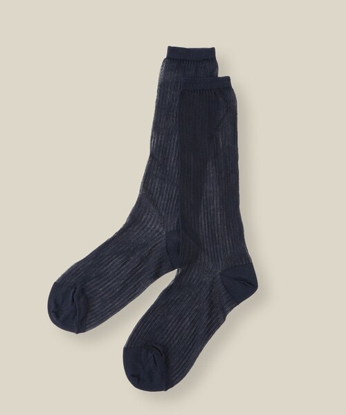 ROPE'(ロペ)の「リブシアーソックス(ソックス/靴下・レディース・オフホワイト/ネイビー/ライトグレー・FREE)」の3枚目の写真