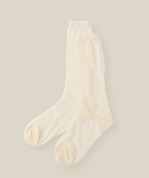 ROPE'(ロペ)の「リブシアーソックス(ソックス/靴下・レディース・オフホワイト/ネイビー/ライトグレー・FREE)」の2枚目の写真
