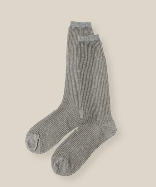 ROPE'(ロペ)の「リブシアーソックス(ソックス/靴下・レディース・オフホワイト/ネイビー/ライトグレー・FREE)」の1枚目の写真