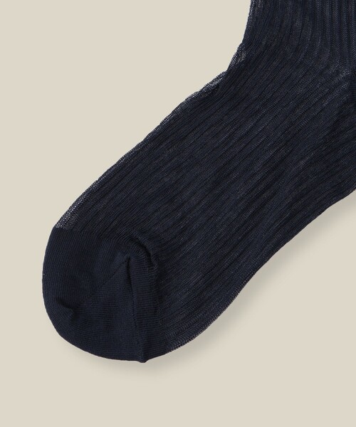 ROPE'(ロペ)の「リブシアーソックス(ソックス/靴下・レディース・オフホワイト/ネイビー/ライトグレー・FREE)」の6枚目の写真