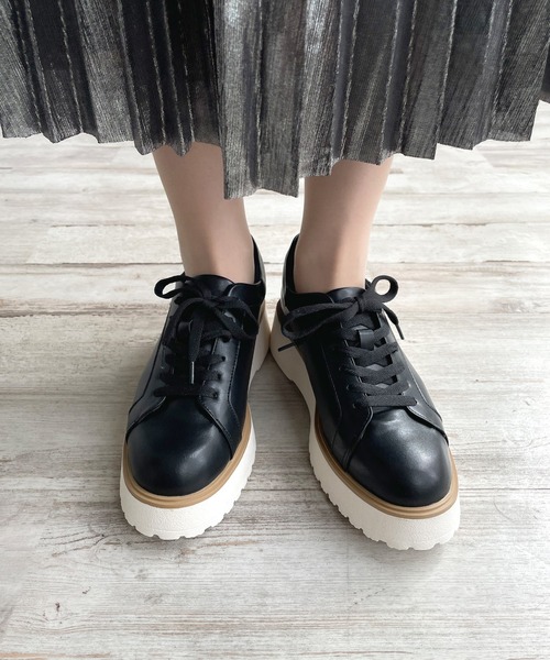 LUGG NAGG(ラグナグ)の「【maschietta】【3E】プラットフォームレースアップシューズ【厚底】(パンプス・レディース・オフホワイト/ブラック/ブラック×ブラック・M/L/S/LL)」の1枚目の写真