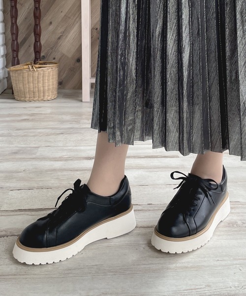 LUGG NAGG(ラグナグ)の「【maschietta】【3E】プラットフォームレースアップシューズ【厚底】(パンプス・レディース・オフホワイト/ブラック/ブラック×ブラック・M/L/S/LL)」の17枚目の写真