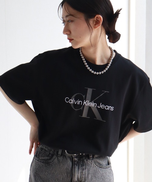 カルバン クライン    トップス Tシャツ 半袖 プリント ロゴ モノグラム ワンポイント クルーネック カットソー 40HM カルバン クライン Calvin Klein トップス Tシャツ 半袖