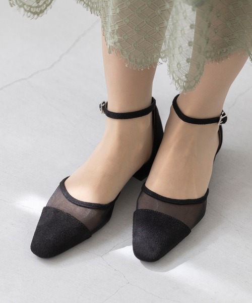 welleg(ウェレッグ)の「アンクルストラップ ローヒール チュール パンプス(パンプス・レディース・アイボリー/ブラック/ブラック系・23.0cm/22.0cm/21.5cm/26.0cm/25.0cm/24.0cm/25.5cm/24.5cm/23.5cm/22.5cm)」の9枚目の写真
