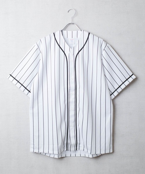 United Athle（ユナイテッドアスレ）の「【CBT1】【United Athle】4.1オンス ドライアスレチック ストライプ ベースボールシャツ 5982-ST（シャツ/ブラウス・メンズ・ホワイト/ブラック・XX-LARGE/X-LARGE/LARGE/MEDIUM）」の2枚目の写真