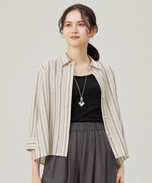 ナチュラルリネンクロップド丈 シャツ
