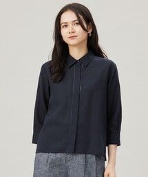 ナチュラルリネンクロップド丈 シャツ